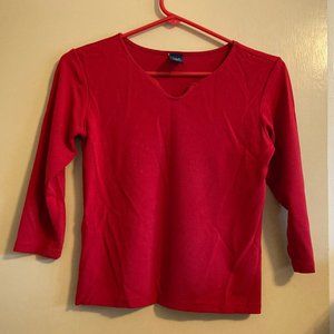 Candy Apple Red Jersey Shirt with Notched Neckline